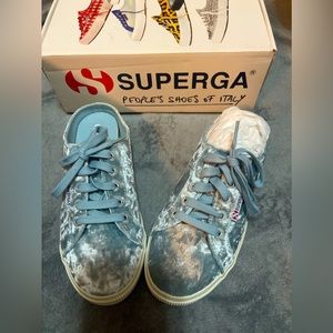 ❤️‍🔥Superga Blue Velvet Slip On Sneakers❤️‍🔥